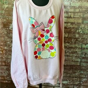Gildan Light Pink Polka Dot Bunny Sweatshirt